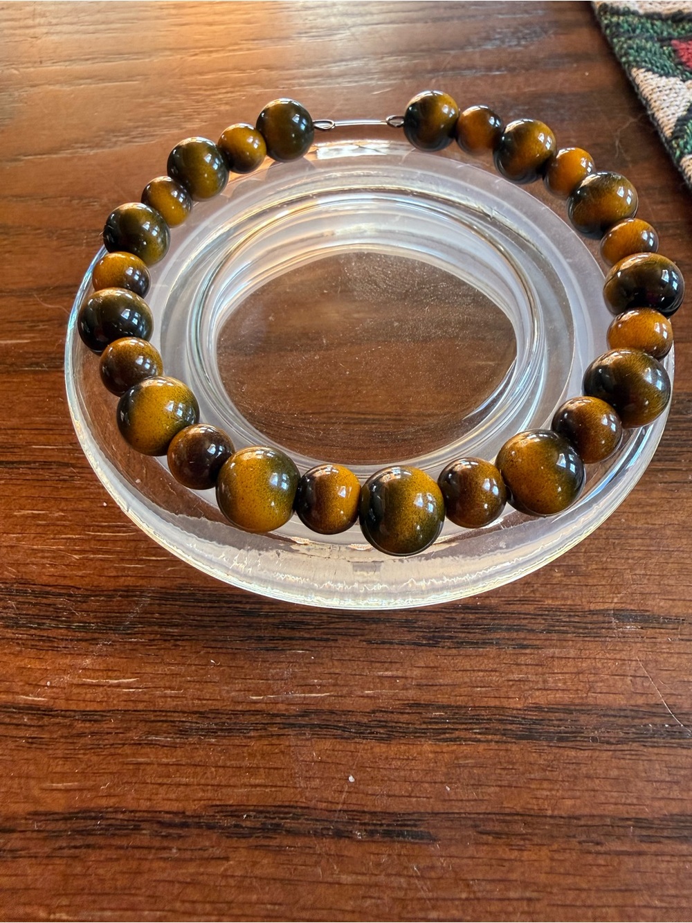 Handmade Tiger's Eye Beaded Bracelet - Brown and Gold
